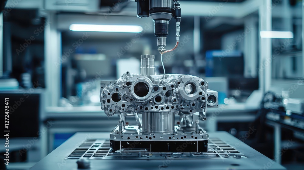 Poster modern engines with protective coating process in advanced workshop