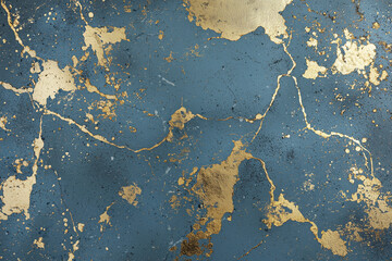 Abstract gold foil texture with modern touch, featuring blue background and intricate patterns. This design adds elegance and sophistication to any project