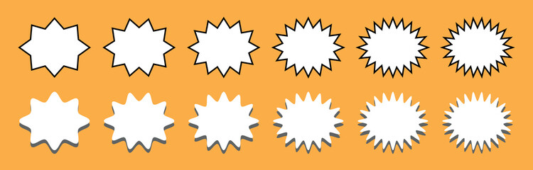 Zigzag edge round shapes collection. Jagged sticker or stamp set with wavy edges. graphic design elements for decoration, banner, poster, template, sticker, badge, collage. Vector illustration