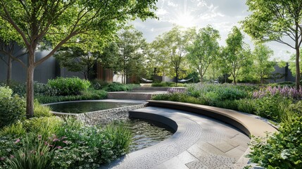 Modern Hospital Garden Designed for Mindfulness and Relaxation