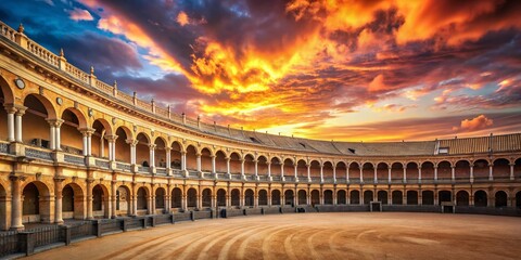 Majestic Spanish Bullfighting Arena Architecture at Sunset