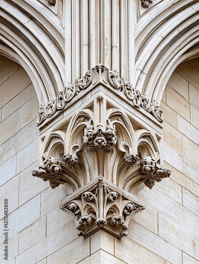 Poster exquisite gothic architectural detail featuring impressive columns and intricate carvings : generati