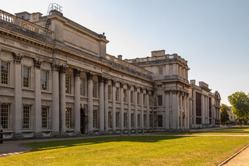 Obraz premium Old Royal Naval College Queen Anne Court, Greenwich, England, United Kingdom on a Summer day