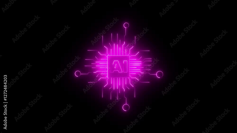 Poster artificial intelligence circuit line style. machine learning design. smart network digital technolog