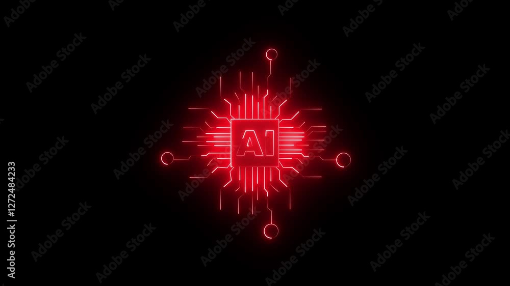 Poster artificial intelligence circuit line style. machine learning design. smart network digital technolog