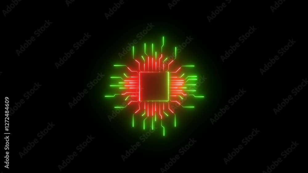 Poster artificial intelligence circuit line style. machine learning design. smart network digital technolog