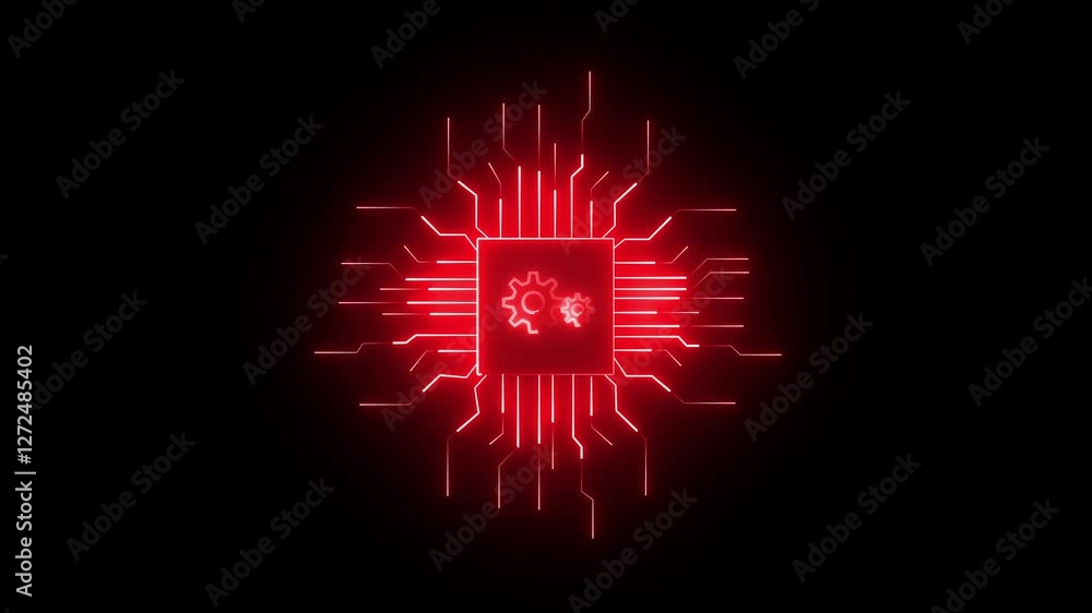 Poster artificial intelligence circuit line style. machine learning design. smart network digital technolog