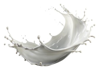 Obraz premium Striking silhouette of a milk splash wave, sharply detailed, against a pure white backdrop. High-resolution.