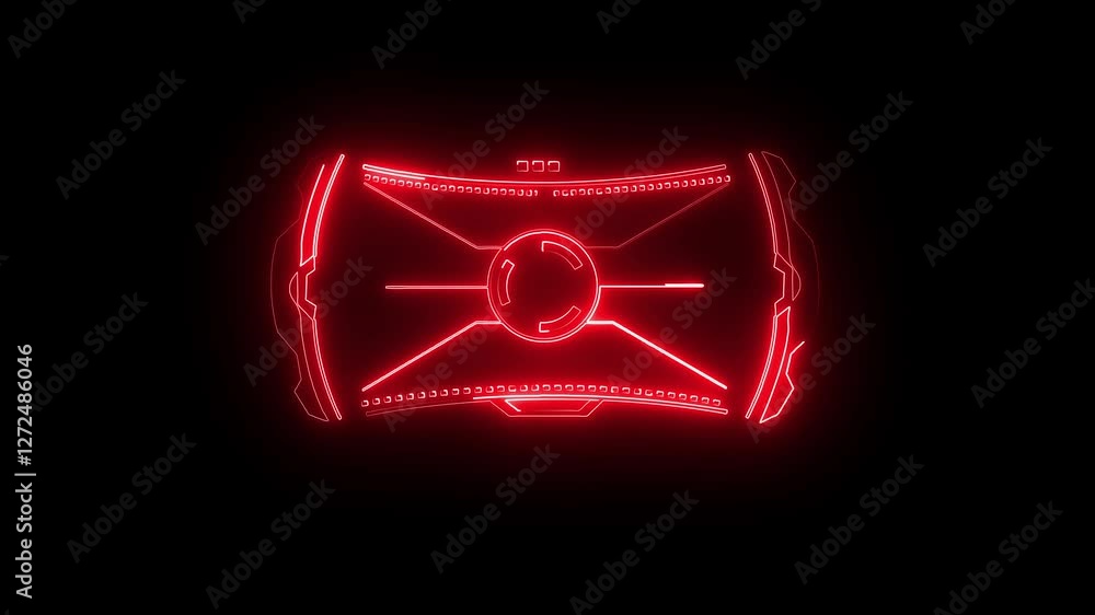 Poster animation of futuristic user interface design elements, sight elements on dark background, sci-fi fu