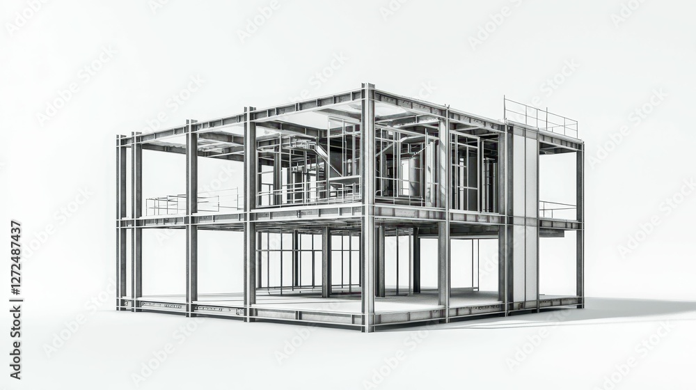 Poster detailed blueprint of a modular structure for engineering projects