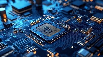 Obraz premium Detailed Blueprint of Advanced Engineering Microchip Design