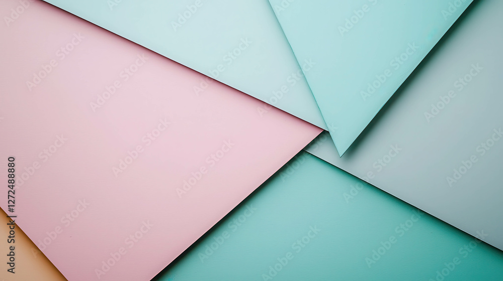 Poster elegant pastel geometric background with layered triangular shapes in soft colors