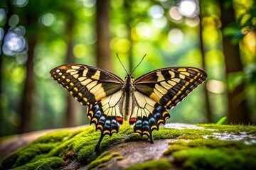 Naklejka premium Mimic Swallowtail Butterfly on White, Minimalist Forest Photography