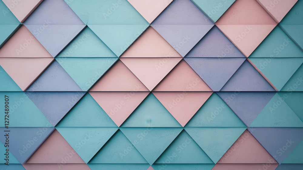 Poster elegant pastel geometric background with layered triangles in soft colors and textures