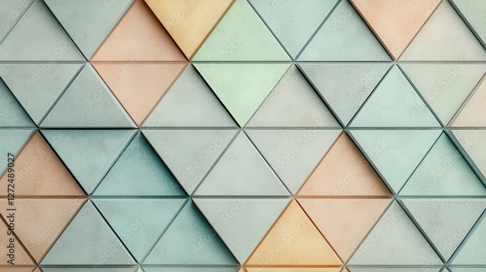 Aufkleber elegant pastel geometric background with layered triangular shapes in subtle colors