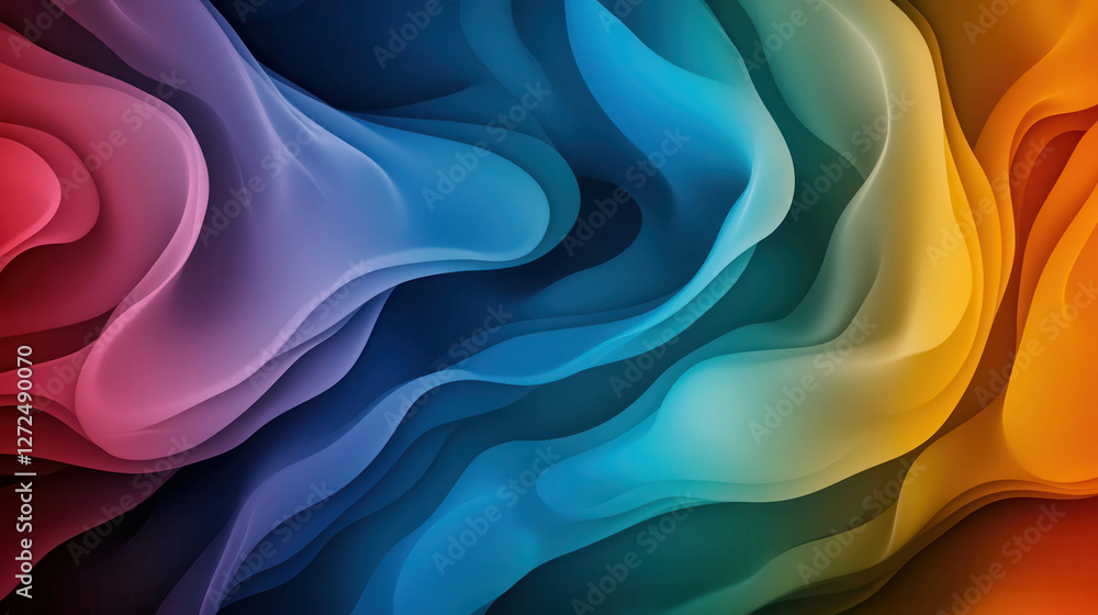 Poster mesmerizing ethereal abstract design with fluid colors and waves in vivid exploration
