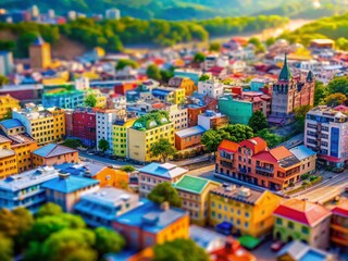Naklejka premium Miniature Cityscape: Blob 35 Tilt-Shift Photography