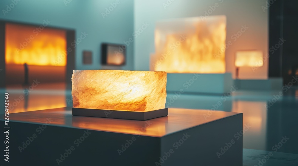 Poster serene display of fireproof material sample with illuminated effects
