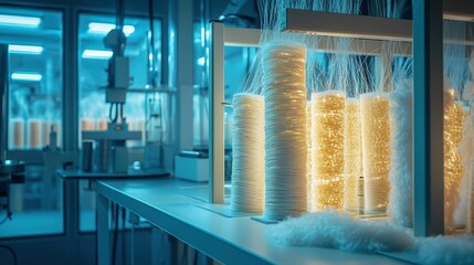 Serene Laboratory Scene with Samples of Fireproof Material