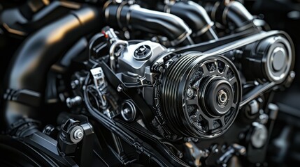 Fototapeta premium Sleek Engine Design with Integrated Cooling Features in Detail