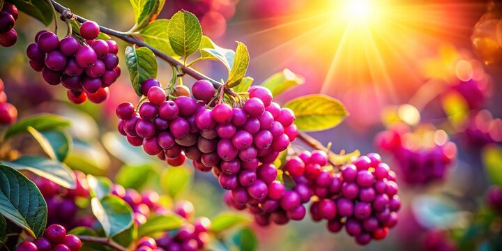 Miniature Yoshta Berries: Ripe Clusters on Branch, Tilt-Shift Photography