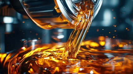 Sleek Modern Engine Oil Flowing in Motion with Dynamic Highlights