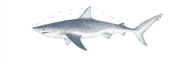 Fototapeta premium Realistic Illustration of a Great White Shark Swimming in Ocean Waters