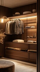 Elegant Custom Wardrobe Design with Modern Lighting and Accessories