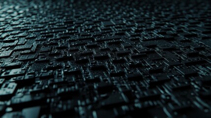 Fototapeta premium Abstract dark blue grid pattern. Complex geometric texture with depth and shadow. Ideal for tech or industrial designs.