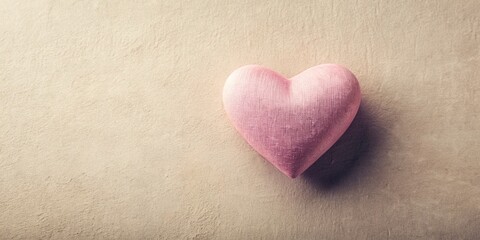 Fototapeta premium Minimalist Beige Abstract Background with Pink Heart Design - Stock Photo