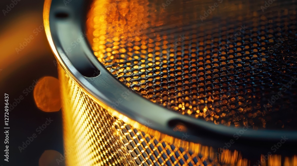 Poster close-up view of a striking oil filter with robust design features