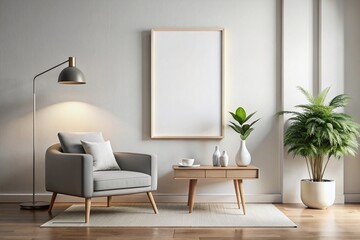 Minimalist Blank Poster Mockup in Modern Room Interior Design