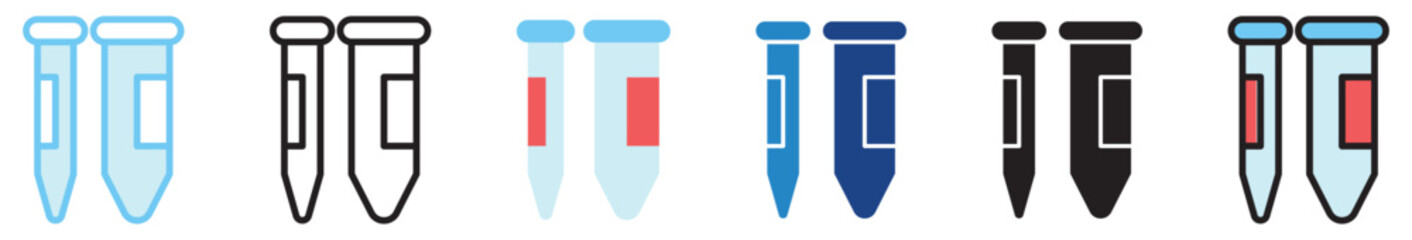 Centrifuge Tube multi style, mini illustration icon. outline, flat, glyph, line color, UI, UX, app and web, digital or print. For education, research, chemistry.