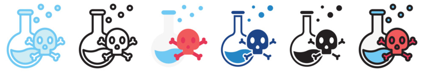 Hazard multi style, mini illustration icon. outline, flat, glyph, line color, UI, UX, app and web, digital or print. For education, research, chemistry.