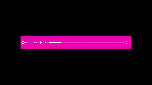  Music player scroll bar button with audio reactor, Music timeline or video track player, Timeline bar moving as song media playing, Audio music timeline bar moving with track on 0 to 30 sec