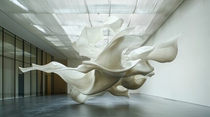 Surreal Fluid Sculpture Installation in Modern Art Space