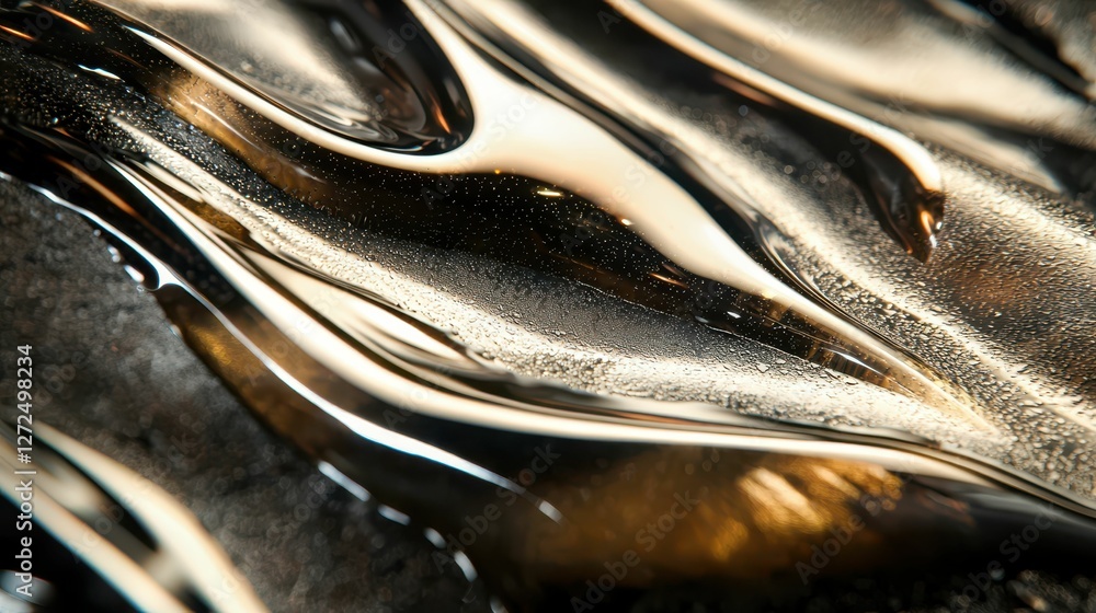 Poster close-up image of technical engine oils and their fluid dynamics