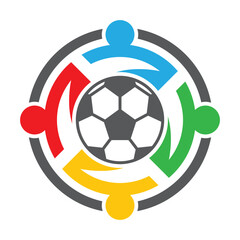 Soccer teamwork vector logo design