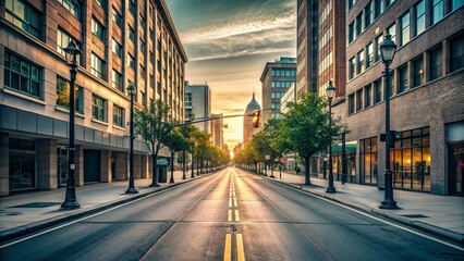 Fototapeta premium Minimalist Empty Street Scene Reflecting COVID-19 Lockdown
