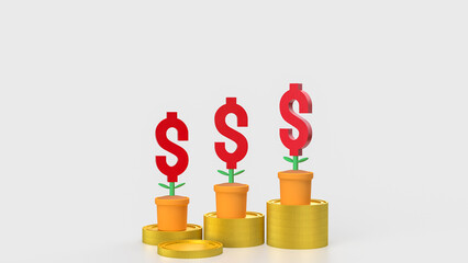 The Dollar symbol in plant for Business concept 3d Rendering.
