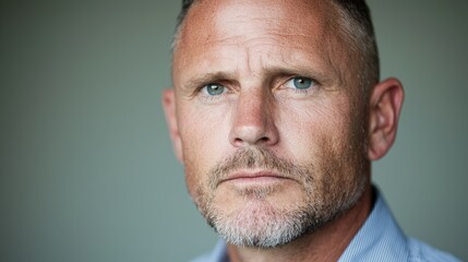 Obraz premium Serious man portrait, neutral background, professional headshot, website use