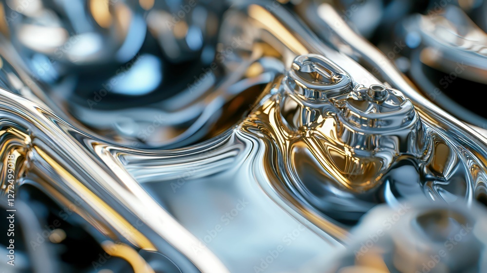 Poster technical macro shot of smooth engine oils on reflective surface