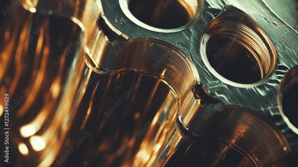 Poster detailed macro shot of smooth metallic technical components