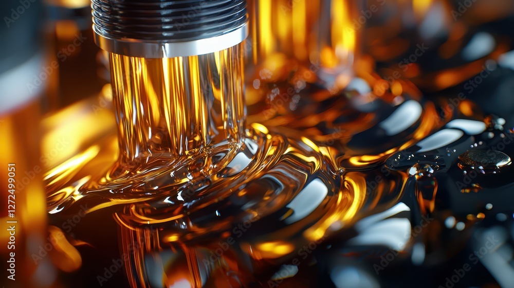 Aufkleber close-up macro shot of smooth engine oil with glossy texture