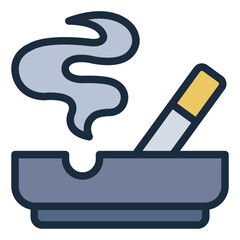 Ashtray filled line icon representing smoking products and fire related awareness