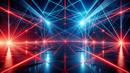 Minimalist Futuristic Navy Blue Background with Red Lights Double Exposure Stock Photo