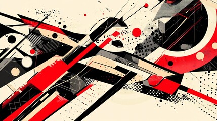 Abstract Red and Black Geometric Composition