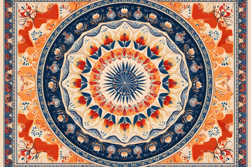 Floral mandala design, textile print, ornate background