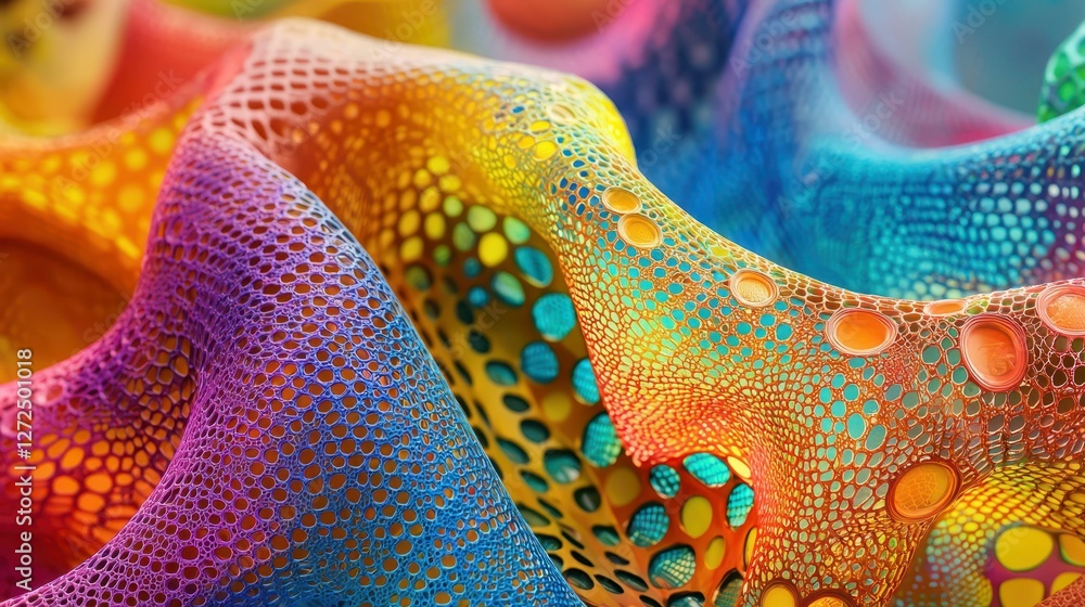Poster vibrant abstract digital artwork with colorful textured patterns