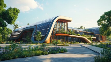 Fototapeta premium research center with solar panels 